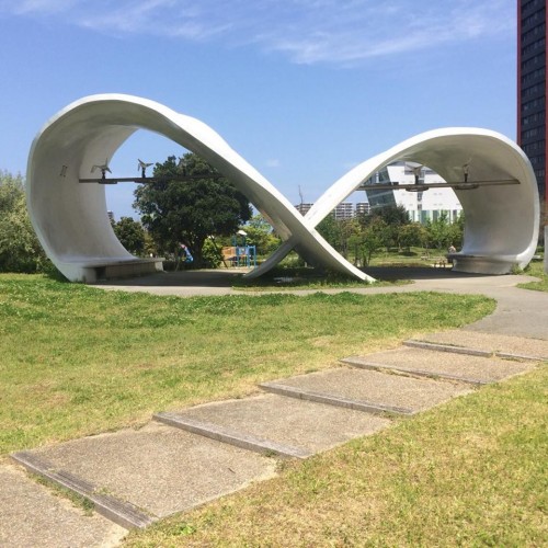 the park in Fukuoka island is home to several art architechtures