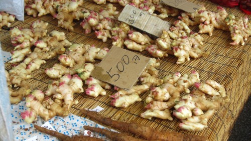 Ginger being sold at the Kochi Sunday market.