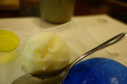 The meal was concluded with a ball of lemon sherbet that lifted any residual heaviness in mouth.