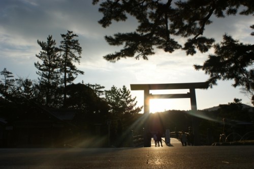 A torii gate of a shrine in Ise, Mie.