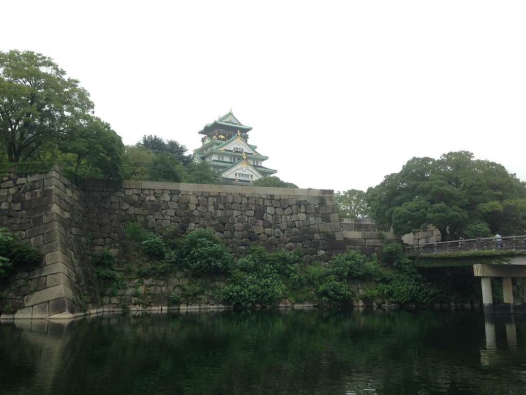 Osaka Castle overlooking the moat.
