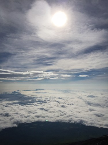 Beautiful sunrise view from the top of Mt Fuji