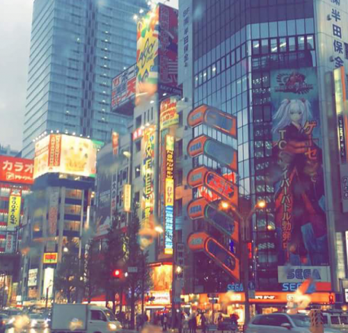 One of scenery taken in shinjuku ,which is decorated with anime colors