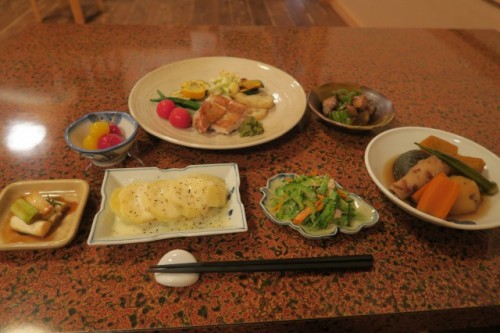 Nice meal at Farmer's inn in Yamakoshi