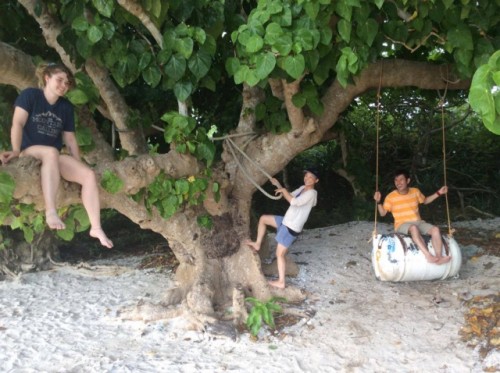 Enjoying the Barrel Swing and Hanging Out in the Trees on Kaiji Beach