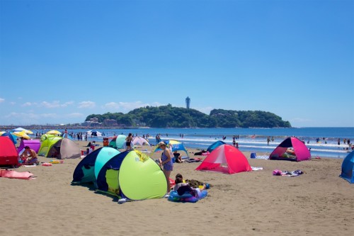 Katase beach, a famous and close beach from Tokyo, Japan.
