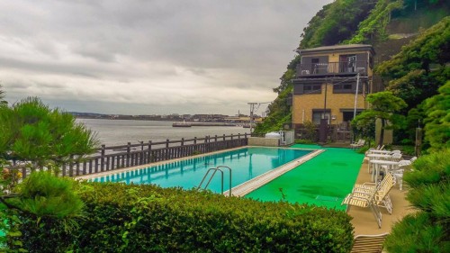 The Iwamotoro's pool outside in Enoshima island, Kanagawa prefecture, Japan.