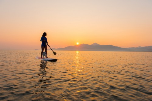 sunset stand up paddle at Karatsu beach, Saga, Kyushu.