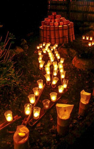Ogi bamboo lantern festival in Saga, Kyushu, Japan.
