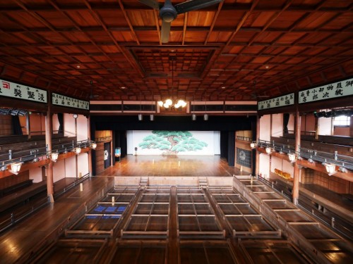 The wooden Uchiko-za theater in Uchiko town, Ehime, Japan.