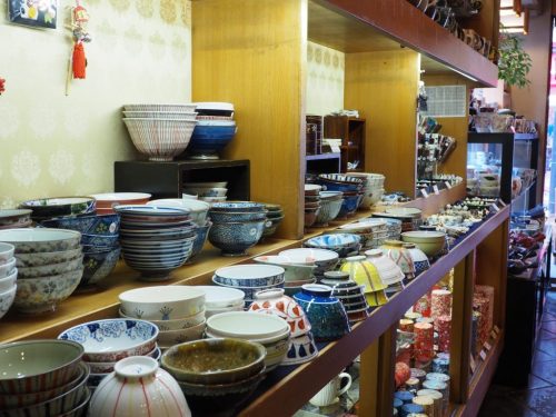 Japanese Pottery Store at Yanesen area  in Tokyo, Japan.