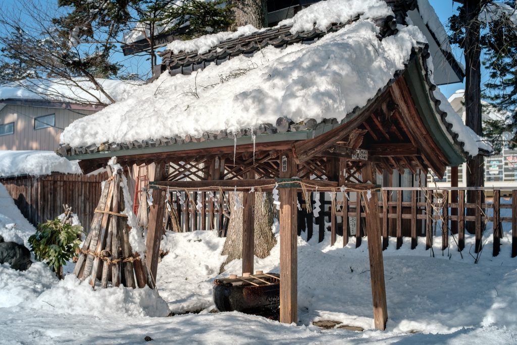 Uesgui Shrine in Winter Snow in Yonezawa City Yamagata
