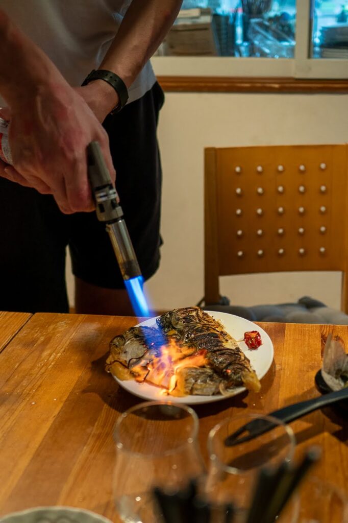 burned fish in a restaurant in Japan