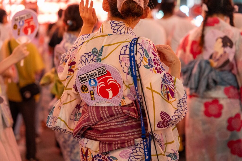 person in a yukata durin bon odori